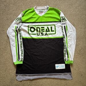 O'Neal Racing Jersey Mens M White Green Graphic Long Sleeve Motorsports MX